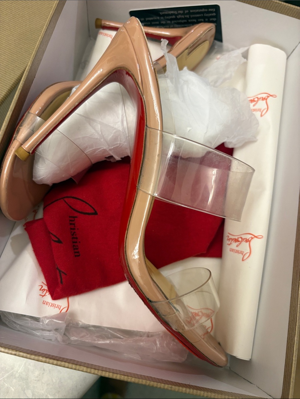 Nude Patent Leather Clear Strap Sandal